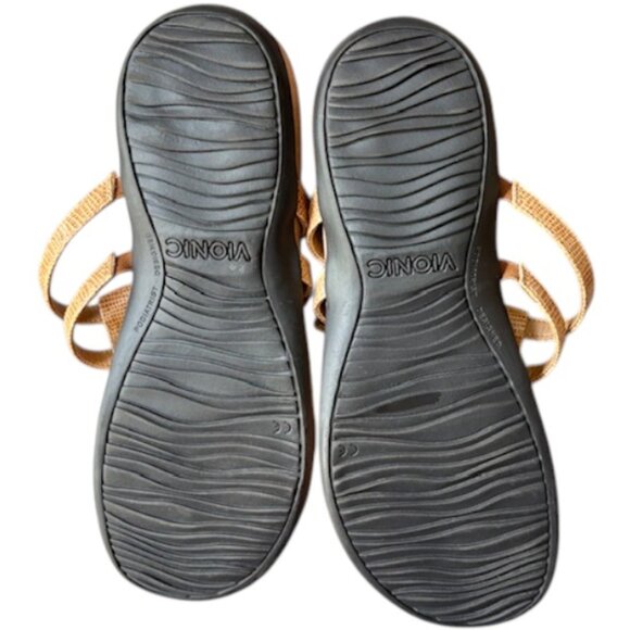 Vionic Elvia Adjustable Slip-on Orthotic Faux Leather Sandal - Toffee - 11 - Picture 6 of 11